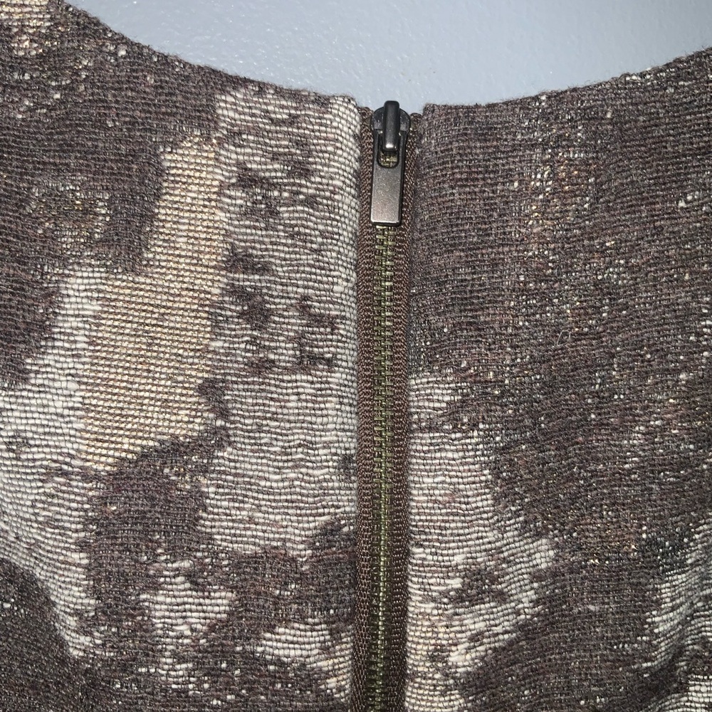 Banana Republic Brown Tan Wool Blend Metallic Sleeveless Sheath Career Dress 2 - Picture 9 of 13